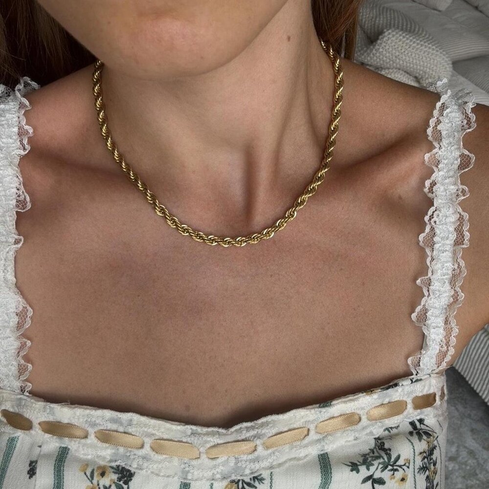 The Molly gold stainless steel twist rope chain necklace